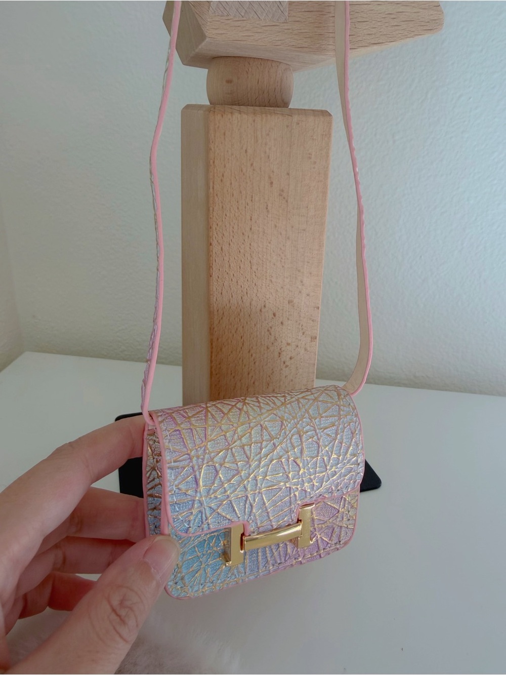 Genuine Leather Iridescent Mini Bag Charm